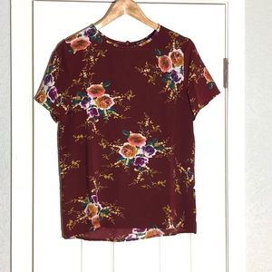 Maroon floral blouse. NEW!